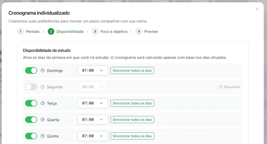 cronograma personalizado